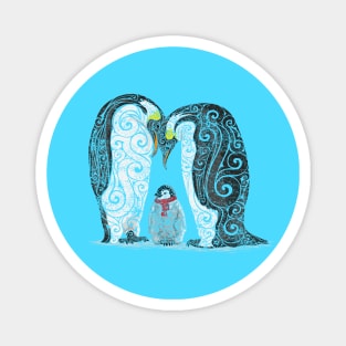 Swirly Penguin Family Magnet